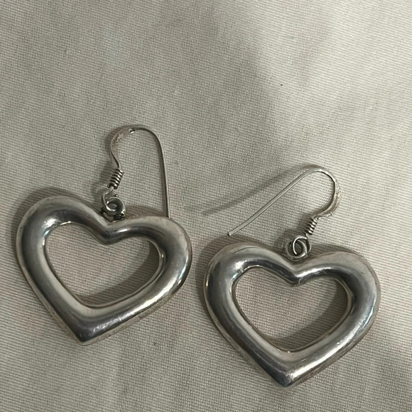 Sterling Silver Heart Pendant & Matching Heart Earrings Set Marked 925 Signed MO - Picture 6 of 14